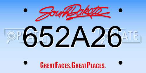 652A26 South Dakota License Plate