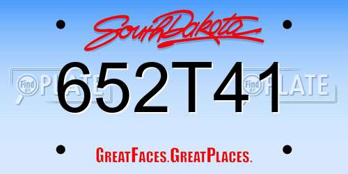 652T41 South Dakota License Plate