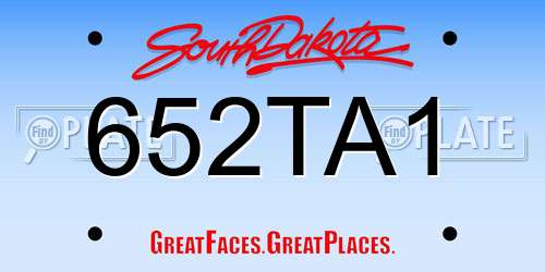 652TA1 South Dakota License Plate
