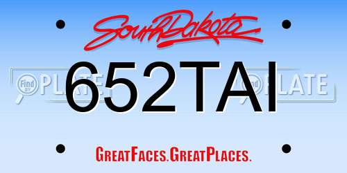 652TAI South Dakota License Plate