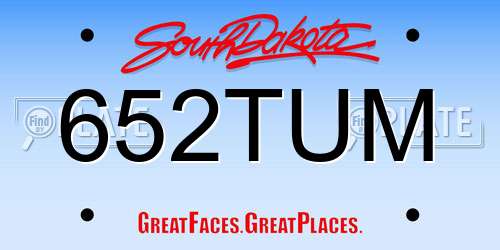 652TUM South Dakota License Plate