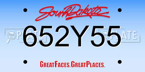 652Y55 South Dakota License Plate