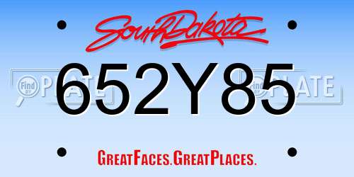 652Y85 South Dakota License Plate