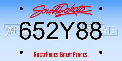 652Y88 South Dakota License Plate