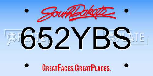652YBS South Dakota License Plate