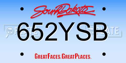 652YSB South Dakota License Plate