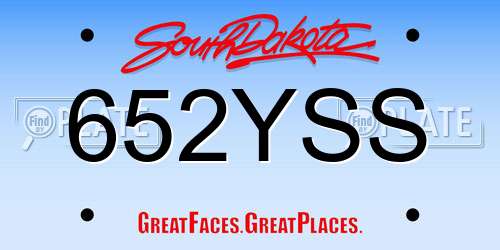 652YSS South Dakota License Plate