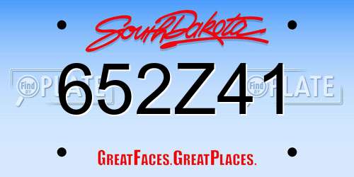 652Z41 South Dakota License Plate