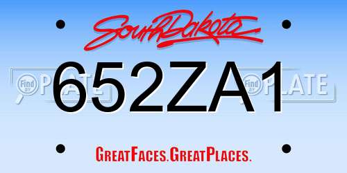 652ZA1 South Dakota License Plate