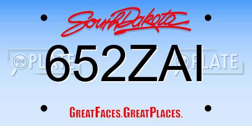 652ZAI South Dakota License Plate