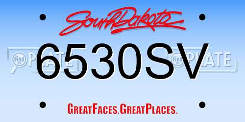 6530SV South Dakota License Plate