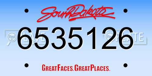 6535126 South Dakota License Plate
