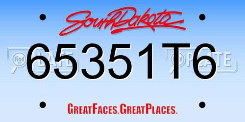 65351T6 South Dakota License Plate