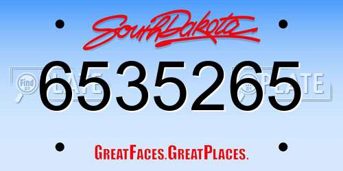 6535265 South Dakota License Plate