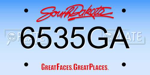 6535GA South Dakota License Plate