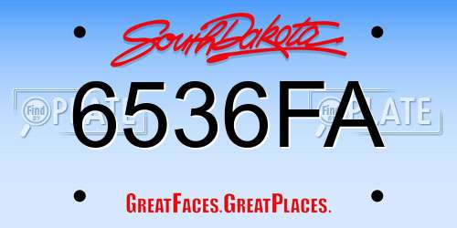 6536FA South Dakota License Plate