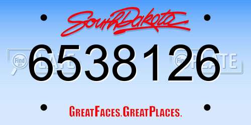 6538126 South Dakota License Plate