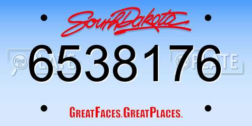 6538176 South Dakota License Plate
