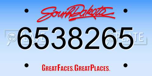 6538265 South Dakota License Plate