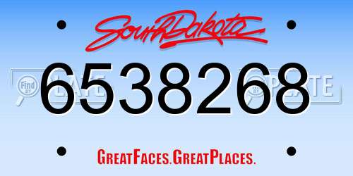6538268 South Dakota License Plate