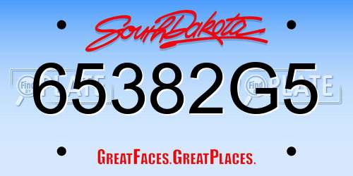 65382G5 South Dakota License Plate