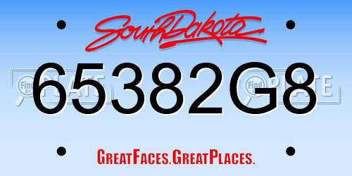 65382G8 South Dakota License Plate
