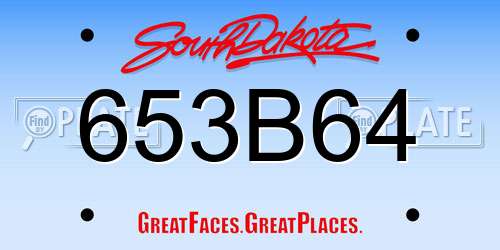 653B64 South Dakota License Plate
