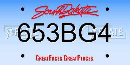 653BG4 South Dakota License Plate