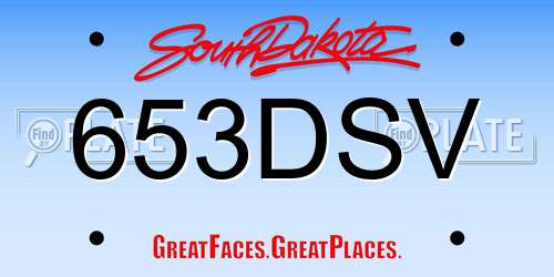 653DSV South Dakota License Plate