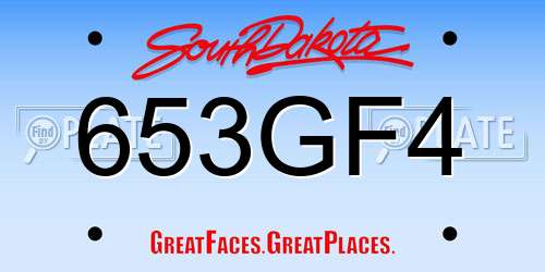 653GF4 South Dakota License Plate