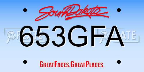 653GFA South Dakota License Plate