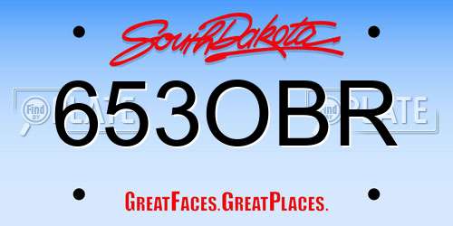 653OBR South Dakota License Plate
