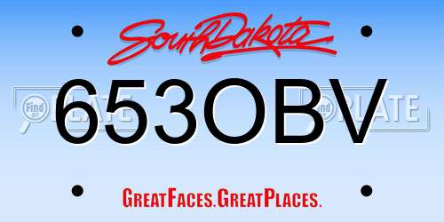 653OBV South Dakota License Plate