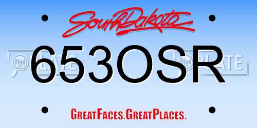 653OSR South Dakota License Plate