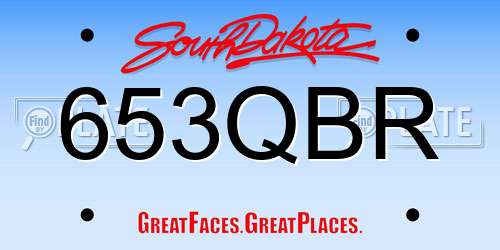 653QBR South Dakota License Plate