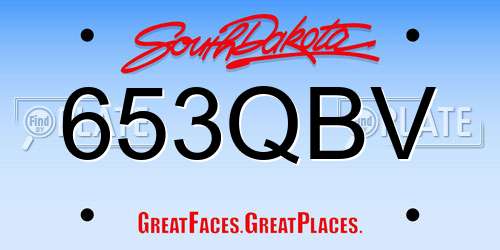 653QBV South Dakota License Plate