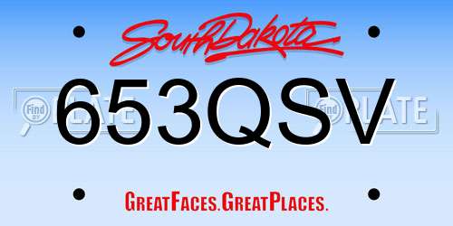 653QSV South Dakota License Plate