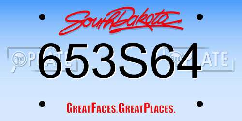 653S64 South Dakota License Plate