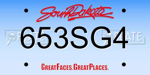 653SG4 South Dakota License Plate