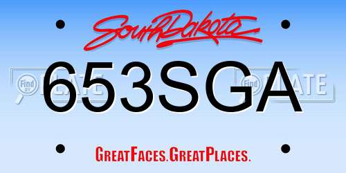 653SGA South Dakota License Plate