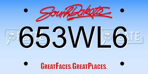 653WL6 South Dakota License Plate