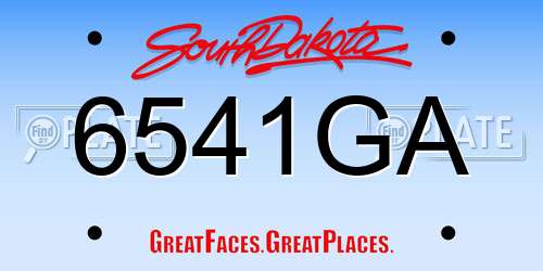 6541GA South Dakota License Plate