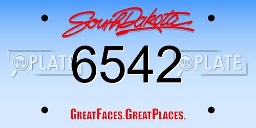 6542 South Dakota License Plate