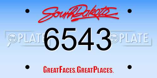 6543 South Dakota License Plate