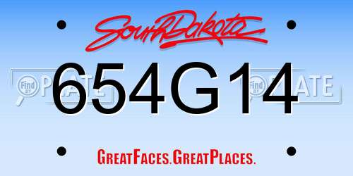 654G14 South Dakota License Plate