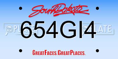 654GI4 South Dakota License Plate