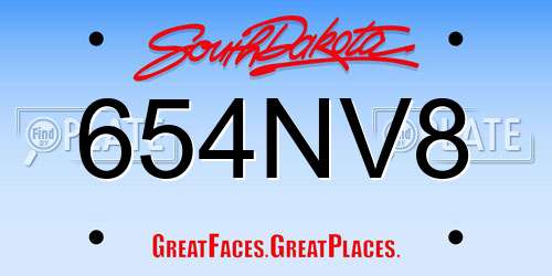 654NV8 South Dakota License Plate