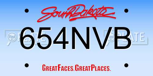 654NVB South Dakota License Plate