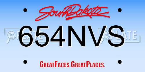 654NVS South Dakota License Plate