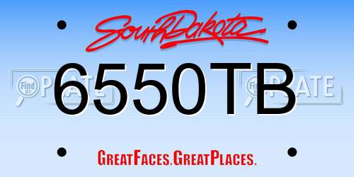 6550TB South Dakota License Plate